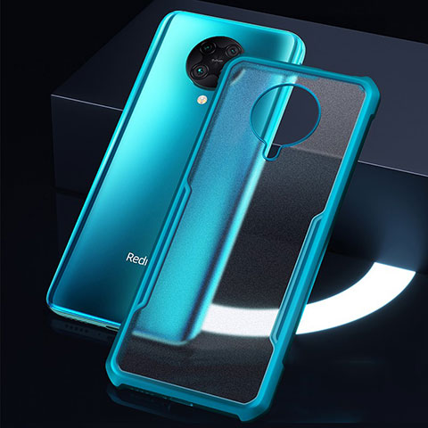 Silikon Schutzhülle Rahmen Tasche Hülle Durchsichtig Transparent Spiegel H01 für Xiaomi Poco F2 Pro Cyan