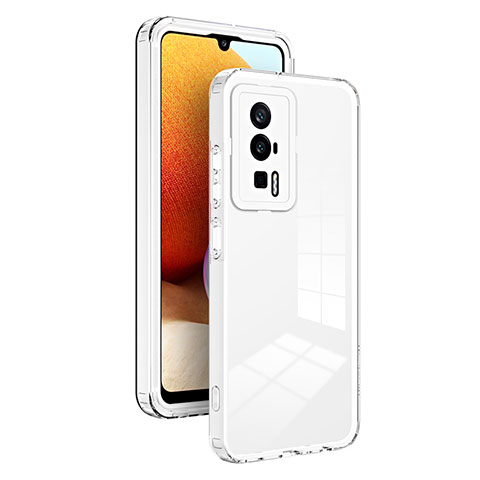 Silikon Schutzhülle Rahmen Tasche Hülle Durchsichtig Transparent Spiegel H01P für Xiaomi Poco F5 Pro 5G Weiß