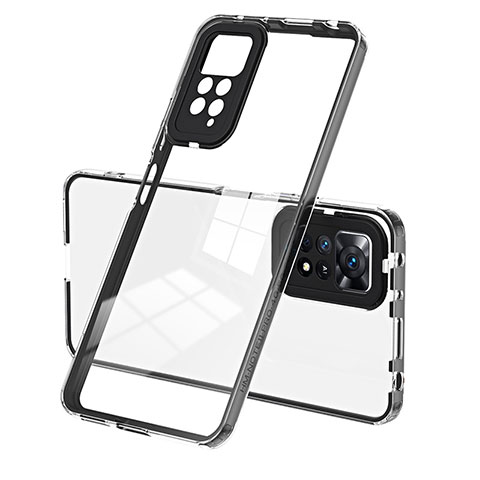 Silikon Schutzhülle Rahmen Tasche Hülle Durchsichtig Transparent Spiegel H01P für Xiaomi Redmi Note 11 Pro 4G Schwarz