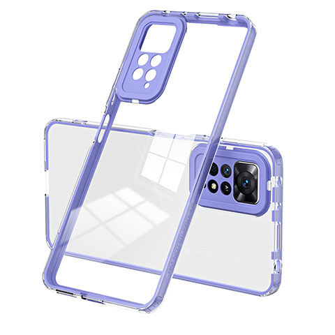 Silikon Schutzhülle Rahmen Tasche Hülle Durchsichtig Transparent Spiegel H01P für Xiaomi Redmi Note 11 Pro 4G Violett