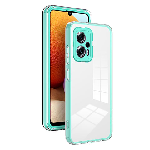 Silikon Schutzhülle Rahmen Tasche Hülle Durchsichtig Transparent Spiegel H01P für Xiaomi Redmi Note 11T Pro 5G Grün