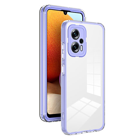 Silikon Schutzhülle Rahmen Tasche Hülle Durchsichtig Transparent Spiegel H01P für Xiaomi Redmi Note 11T Pro 5G Violett