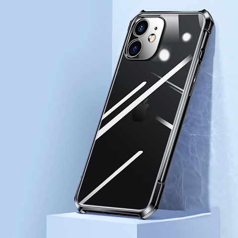 Silikon Schutzhülle Rahmen Tasche Hülle Durchsichtig Transparent Spiegel H02 für Apple iPhone 12 Mini Schwarz