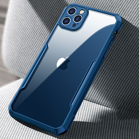 Silikon Schutzhülle Rahmen Tasche Hülle Durchsichtig Transparent Spiegel H03 für Apple iPhone 12 Pro Blau