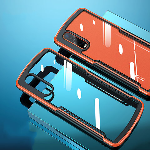 Silikon Schutzhülle Rahmen Tasche Hülle Durchsichtig Transparent Spiegel H03 für Oppo Find X2 Pro Orange