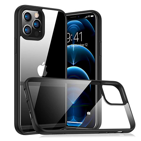 Silikon Schutzhülle Rahmen Tasche Hülle Durchsichtig Transparent Spiegel H04 für Apple iPhone 12 Pro Max Schwarz