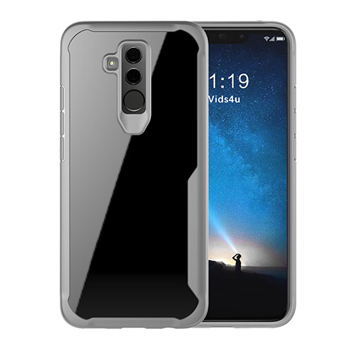 Silikon Schutzhülle Rahmen Tasche Hülle Durchsichtig Transparent Spiegel M01 für Huawei Mate 20 Lite Grau