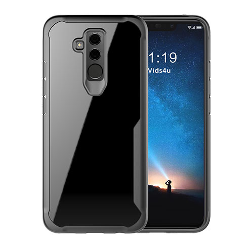 Silikon Schutzhülle Rahmen Tasche Hülle Durchsichtig Transparent Spiegel M01 für Huawei Mate 20 Lite Schwarz