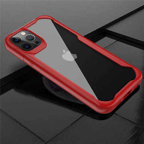 Silikon Schutzhülle Rahmen Tasche Hülle Durchsichtig Transparent Spiegel M02 für Apple iPhone 12 Pro Max Rot