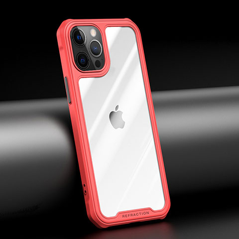 Silikon Schutzhülle Rahmen Tasche Hülle Durchsichtig Transparent Spiegel M04 für Apple iPhone 12 Pro Max Rot