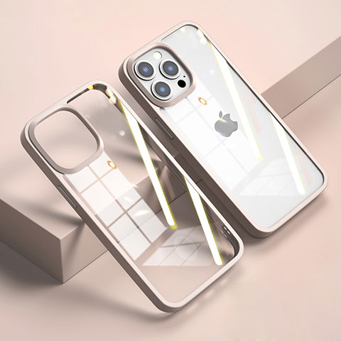 Silikon Schutzhülle Rahmen Tasche Hülle Durchsichtig Transparent Spiegel M04 für Apple iPhone 13 Pro Max Rosegold