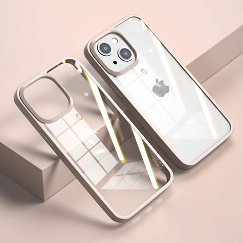 Silikon Schutzhülle Rahmen Tasche Hülle Durchsichtig Transparent Spiegel M04 für Apple iPhone 14 Plus Rosegold