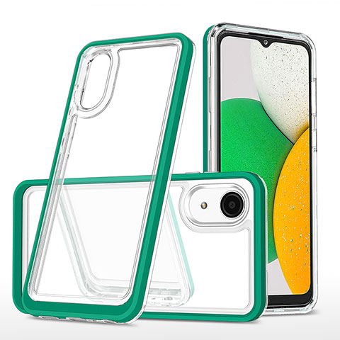 Silikon Schutzhülle Rahmen Tasche Hülle Durchsichtig Transparent Spiegel MQ1 für Samsung Galaxy A03 Core Grün