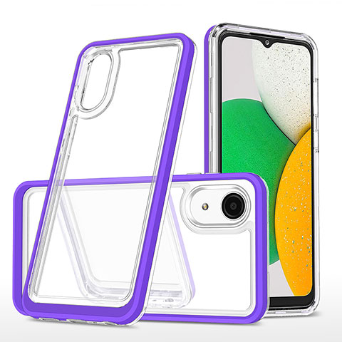 Silikon Schutzhülle Rahmen Tasche Hülle Durchsichtig Transparent Spiegel MQ1 für Samsung Galaxy A03 Core Violett