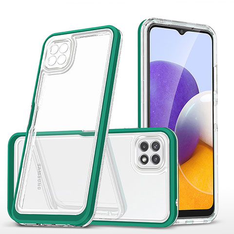Silikon Schutzhülle Rahmen Tasche Hülle Durchsichtig Transparent Spiegel MQ1 für Samsung Galaxy A22 5G Grün