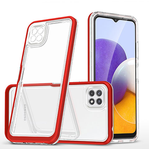 Silikon Schutzhülle Rahmen Tasche Hülle Durchsichtig Transparent Spiegel MQ1 für Samsung Galaxy A22s 5G Rot
