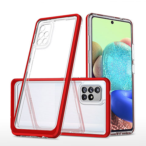 Silikon Schutzhülle Rahmen Tasche Hülle Durchsichtig Transparent Spiegel MQ1 für Samsung Galaxy A71 4G A715 Rot