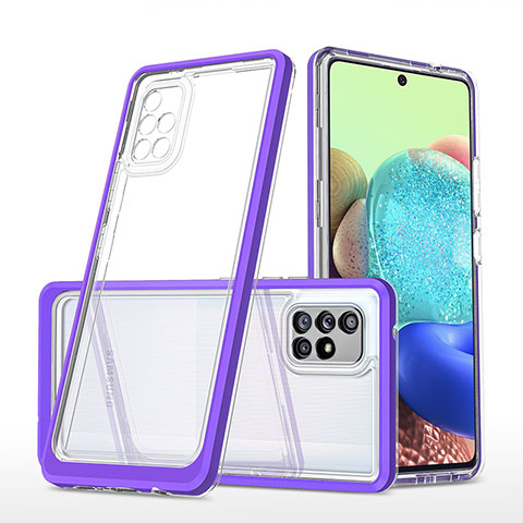 Silikon Schutzhülle Rahmen Tasche Hülle Durchsichtig Transparent Spiegel MQ1 für Samsung Galaxy A71 4G A715 Violett