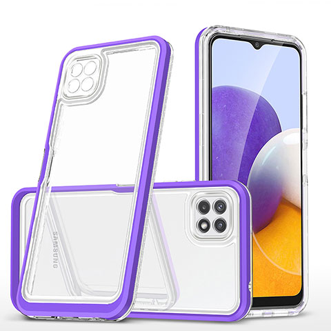 Silikon Schutzhülle Rahmen Tasche Hülle Durchsichtig Transparent Spiegel MQ1 für Samsung Galaxy F42 5G Violett