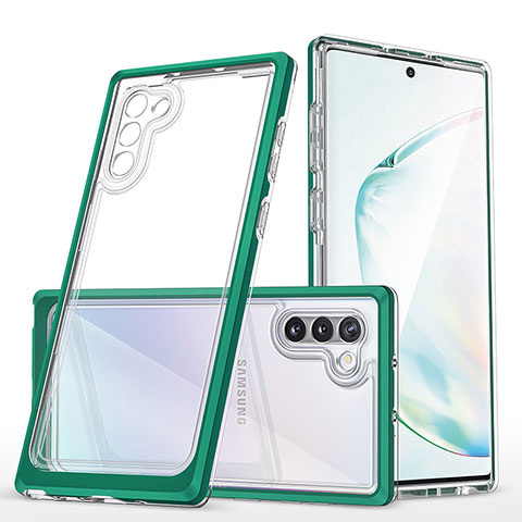 Silikon Schutzhülle Rahmen Tasche Hülle Durchsichtig Transparent Spiegel MQ1 für Samsung Galaxy Note 10 5G Grün