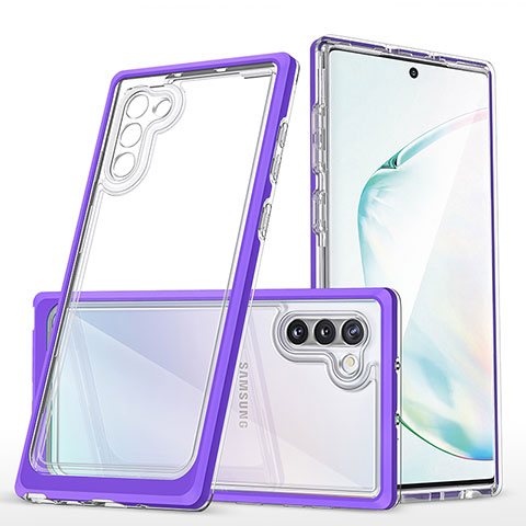 Silikon Schutzhülle Rahmen Tasche Hülle Durchsichtig Transparent Spiegel MQ1 für Samsung Galaxy Note 10 5G Violett