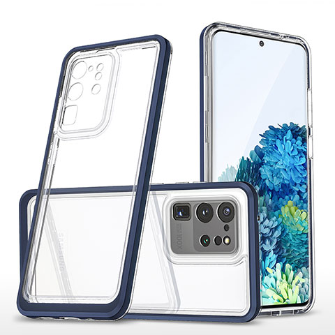 Silikon Schutzhülle Rahmen Tasche Hülle Durchsichtig Transparent Spiegel MQ1 für Samsung Galaxy S20 Ultra 5G Blau