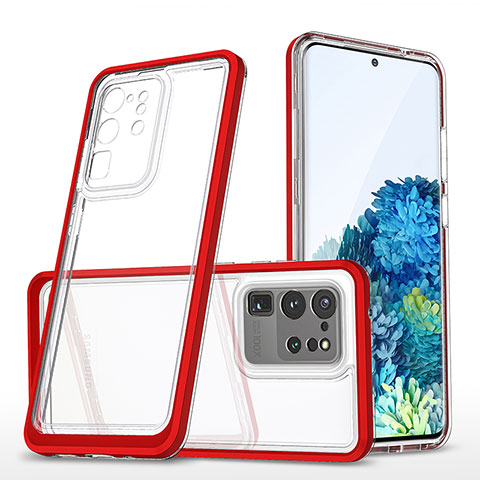 Silikon Schutzhülle Rahmen Tasche Hülle Durchsichtig Transparent Spiegel MQ1 für Samsung Galaxy S20 Ultra 5G Rot