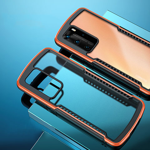 Silikon Schutzhülle Rahmen Tasche Hülle Durchsichtig Transparent Spiegel N01 für Huawei P40 Pro Orange