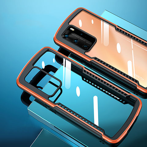 Silikon Schutzhülle Rahmen Tasche Hülle Durchsichtig Transparent Spiegel N08 für Huawei P40 Pro Orange