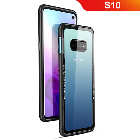 Silikon Schutzhülle Rahmen Tasche Hülle Durchsichtig Transparent Spiegel T01 für Samsung Galaxy S10 5G Schwarz