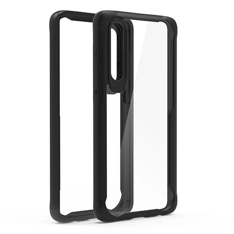 Silikon Schutzhülle Rahmen Tasche Hülle Durchsichtig Transparent Spiegel T02 für Huawei P30 Schwarz