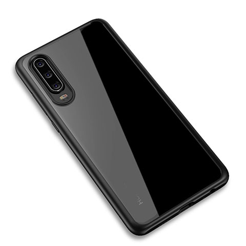 Silikon Schutzhülle Rahmen Tasche Hülle Durchsichtig Transparent Spiegel T03 für Huawei P30 Schwarz