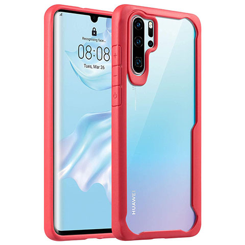 Silikon Schutzhülle Rahmen Tasche Hülle Durchsichtig Transparent Spiegel Z02 für Huawei P30 Pro New Edition Rot