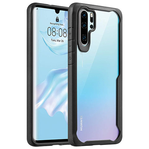 Silikon Schutzhülle Rahmen Tasche Hülle Durchsichtig Transparent Spiegel Z02 für Huawei P30 Pro New Edition Schwarz