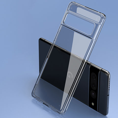 Silikon Schutzhülle Rahmen Tasche Hülle Durchsichtig Transparent W01L für Google Pixel 7 Pro 5G Schwarz