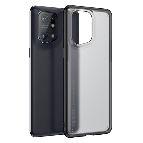 Silikon Schutzhülle Rahmen Tasche Hülle Durchsichtig Transparent W01L für Oppo Find X5 Pro 5G Schwarz