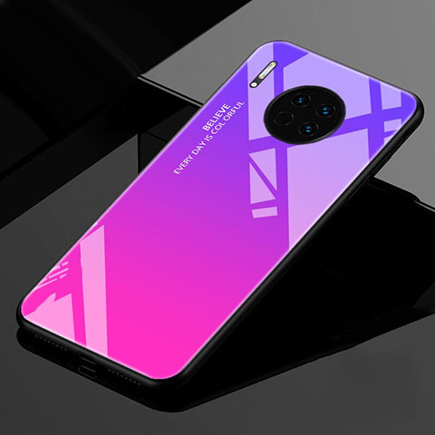 Silikon Schutzhülle Rahmen Tasche Hülle Spiegel Farbverlauf Regenbogen für Huawei Mate 30E Pro 5G Pink