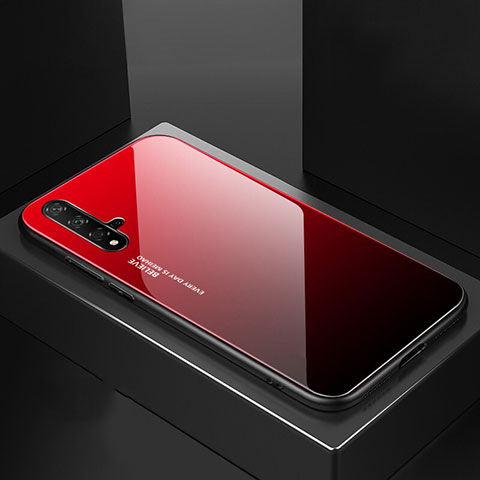 Silikon Schutzhülle Rahmen Tasche Hülle Spiegel Farbverlauf Regenbogen für Huawei Nova 5 Rot