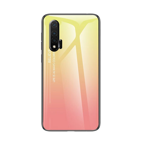 Silikon Schutzhülle Rahmen Tasche Hülle Spiegel Farbverlauf Regenbogen für Huawei Nova 6 Gelb