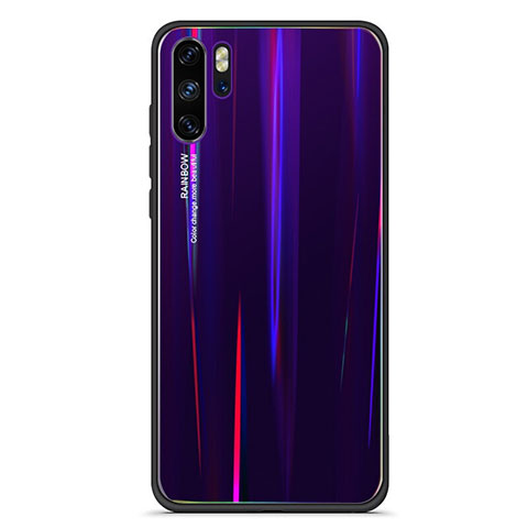 Silikon Schutzhülle Rahmen Tasche Hülle Spiegel Farbverlauf Regenbogen für Huawei P30 Pro Violett