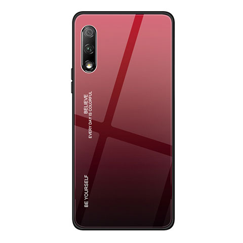 Silikon Schutzhülle Rahmen Tasche Hülle Spiegel Farbverlauf Regenbogen für Huawei Y9 Prime (2019) Rot