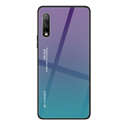 Silikon Schutzhülle Rahmen Tasche Hülle Spiegel Farbverlauf Regenbogen für Huawei Y9 Prime (2019) Violett