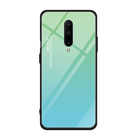 Silikon Schutzhülle Rahmen Tasche Hülle Spiegel Farbverlauf Regenbogen für OnePlus 7 Pro Cyan