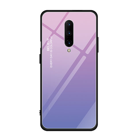 Silikon Schutzhülle Rahmen Tasche Hülle Spiegel Farbverlauf Regenbogen für OnePlus 7 Pro Violett