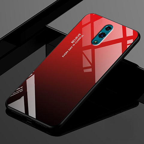 Silikon Schutzhülle Rahmen Tasche Hülle Spiegel Farbverlauf Regenbogen für Oppo K3 Rot