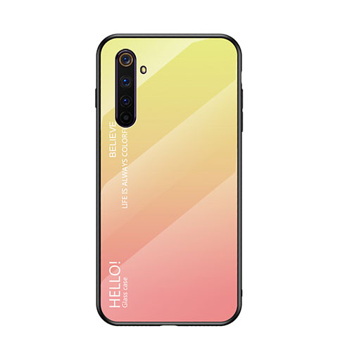 Silikon Schutzhülle Rahmen Tasche Hülle Spiegel Farbverlauf Regenbogen für Realme 6s Gelb