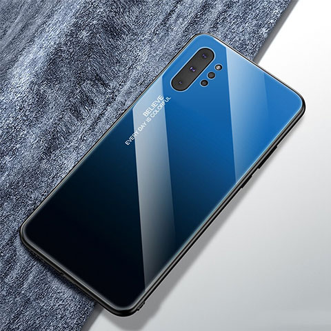 Silikon Schutzhülle Rahmen Tasche Hülle Spiegel Farbverlauf Regenbogen für Samsung Galaxy Note 10 Plus Blau