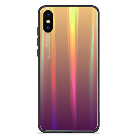 Silikon Schutzhülle Rahmen Tasche Hülle Spiegel Farbverlauf Regenbogen für Xiaomi Mi 8 Explorer Plusfarbig