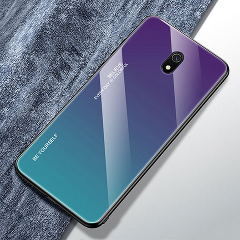 Silikon Schutzhülle Rahmen Tasche Hülle Spiegel Farbverlauf Regenbogen für Xiaomi Redmi 8A Blau