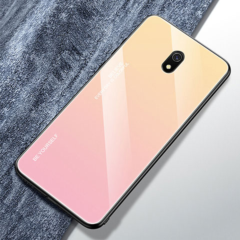 Silikon Schutzhülle Rahmen Tasche Hülle Spiegel Farbverlauf Regenbogen für Xiaomi Redmi 8A Rosa